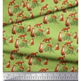 thumbnail image 3 of Soimoi Green Poly Georgette Fabric Tree Stump & Fox Animal Print Fabric by Yard 42 Inch Wide, 3 of 5