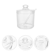 Jar*1, Spoon*1 Clear Glass Sugar Bowl Set with Lid and Spoon