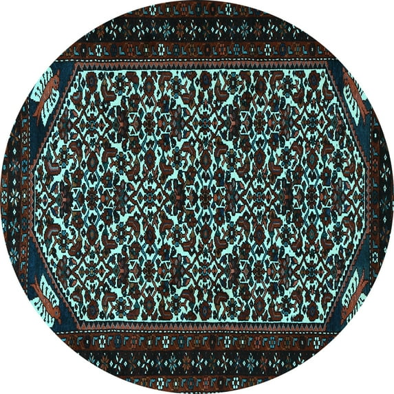 Ahgly Company Indoor Round Persian Light Blue Traditional Area Rugs, 7' Round