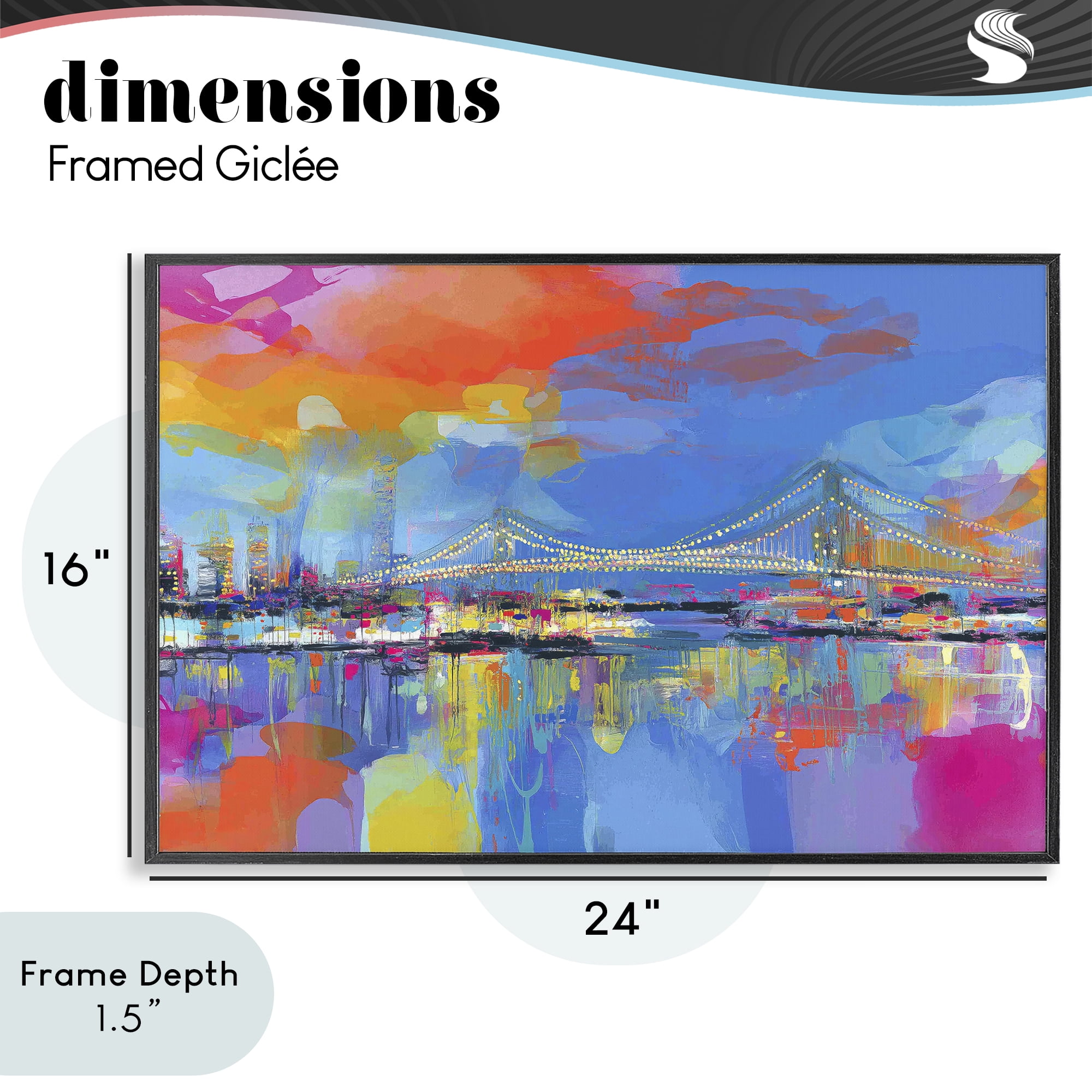 Stupell Industries Bay Bridge Aglow at Sunrise Black Framed Giclee Art, design by Chromatic Storm Studio