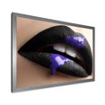thumbnail image 2 of Designart 'Woman Lips With Black Lipstick & Purple Paint' Modern Framed Art Print, 2 of 4