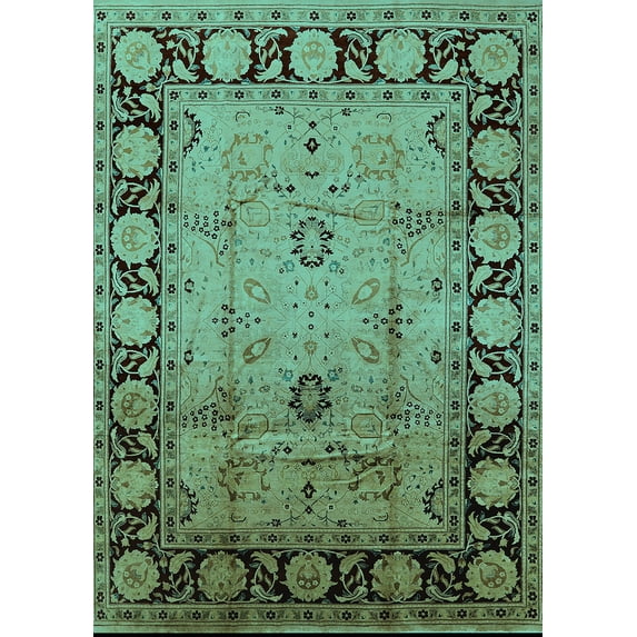Ahgly Company Indoor Rectangle Oriental Turquoise Blue Traditional Area Rugs, 6' x 9'