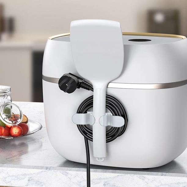 Enrolladores de cables de silicona para cocina con soporte de cuchara de arroz, abrazadera de cable sin perforaciones, soporte de enchufe con gancho, organizador de cable de alimentación, enrollador d