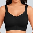thumbnail image 2 of Wang6 Womens Front Zipper Wireless Sports Bras Seamless Plus Size Padded Workout Bras Full Coverage Running Yoga Gym Bralettes T Shirt Bra Black XXL, 2 of 5