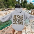 thumbnail image 4 of Jesus The Way The Truth The Life Hoodies for Women Long Sleeve Christian Hooded Sweatshirt with Pockets Pullover Tops, 4 of 7