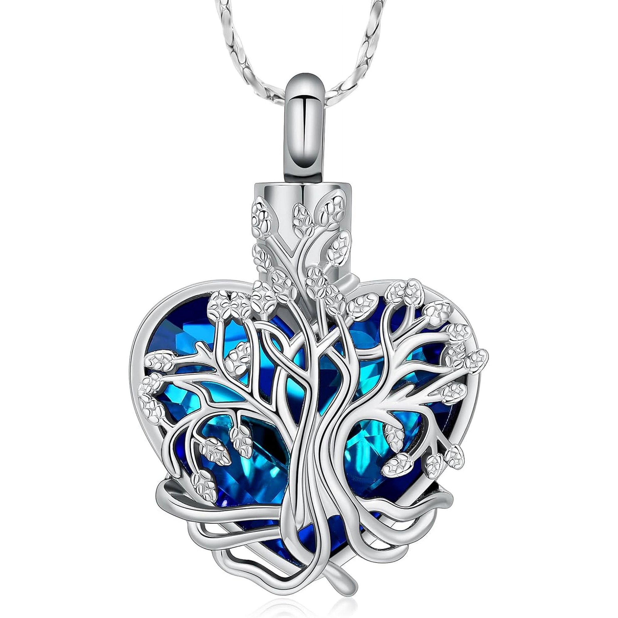 Heart Tree of Life Urn Necklace Cremation Jewelry for Men Women Keepsake Memorial Ash Jewelry Gifts Urn Pendant