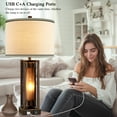 thumbnail image 3 of RORIA 25”Farmhouse Table Lamps Set of 2， with 2 USB Charging Ports, Vintage Rustic with Amber Glass Night Light for End Table Entry Bedroom Nightstand Lamps, 3 of 10