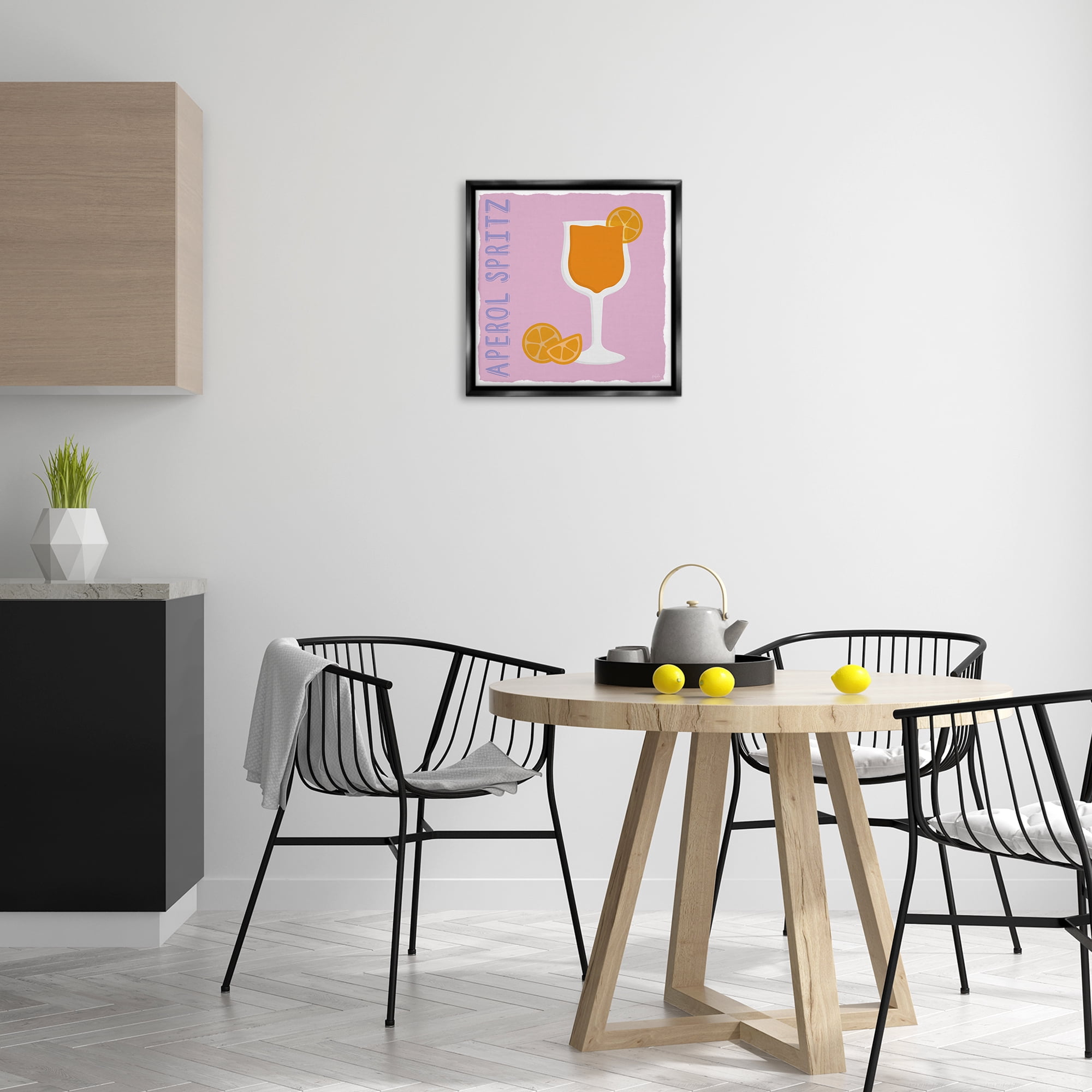 Stupell Industries Aperol Spritz Cocktail Food & Beverage Painting Black Floater Framed Canvas Art Print Wall Art, 18 x 18