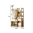 thumbnail image 2 of Colourtree Bamboo Clothes Rack,Garment Rack with Drawers and Shelves,5 Tier Storage Shelves with 6 Hanging Hooks,Coat Rack,Wardrobe Closet for Entryway Guestroom Kids Bedroom (39.4inch Width), 2 of 5