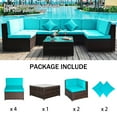 thumbnail image 3 of Wicker Patio Sets on Clearance for Outdoor Furniture, 2019 Upgrade 7-Piece Conversation Furniture Set w/2 Corner Sofa, Tempered Glass Table, 4 Single Sofa, 12 Padded Cushions, 2 Pillows, Blue, S7217, 3 of 9