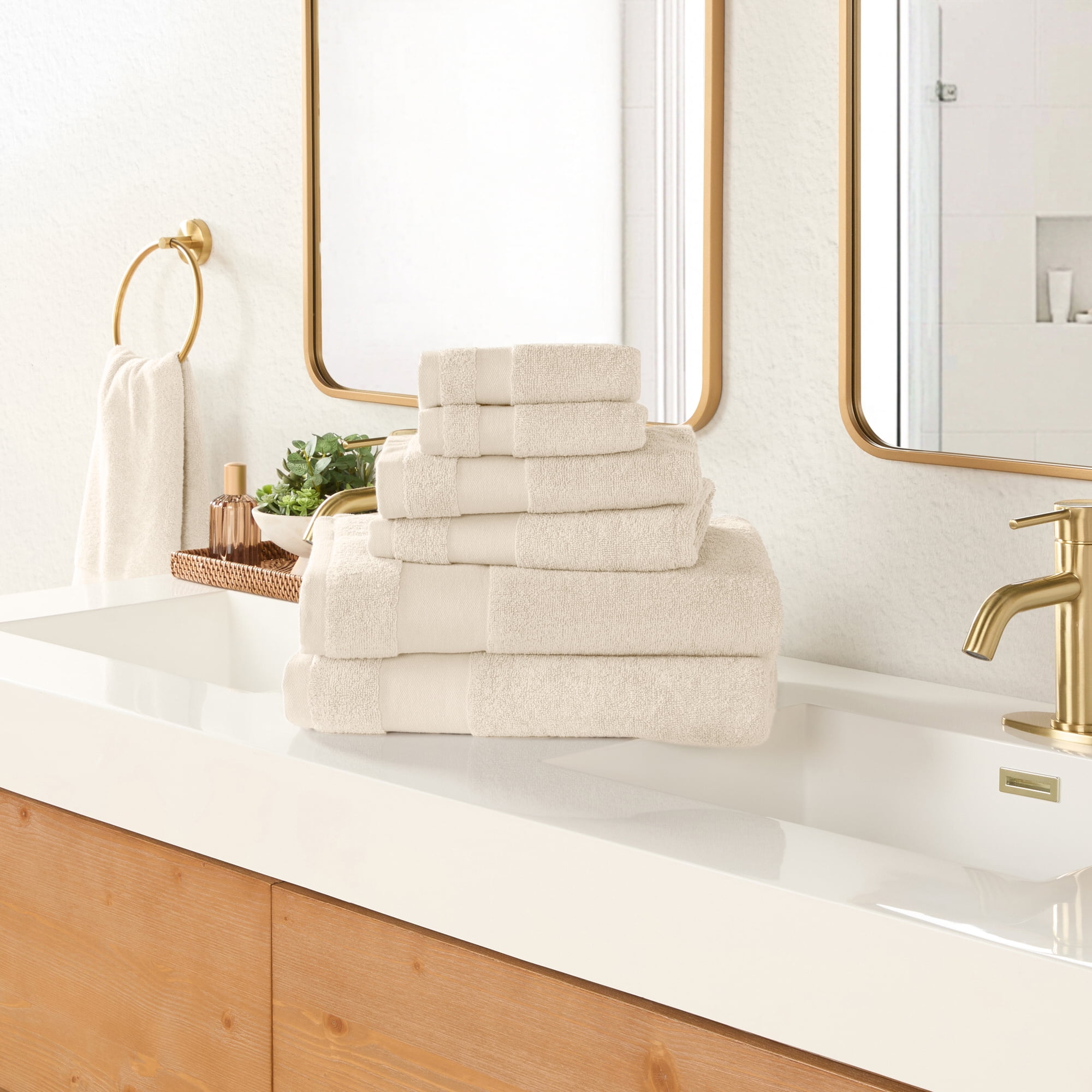 Noble Linens 6 Piece Essential Cotton Bath Towel Set