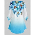 thumbnail image 2 of Talla grande Mariposa Floral Impresión Funda de campana Ombre Color Tee Rosegal Camisetas tallas grandes, 2 of 5