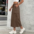 thumbnail image 6 of ShomPort Women's Cargo Skirts Long Skirt Flap Pockets Drawstring Elastic Waist Ankle Length Trendy Summer Skirt, 6 of 7
