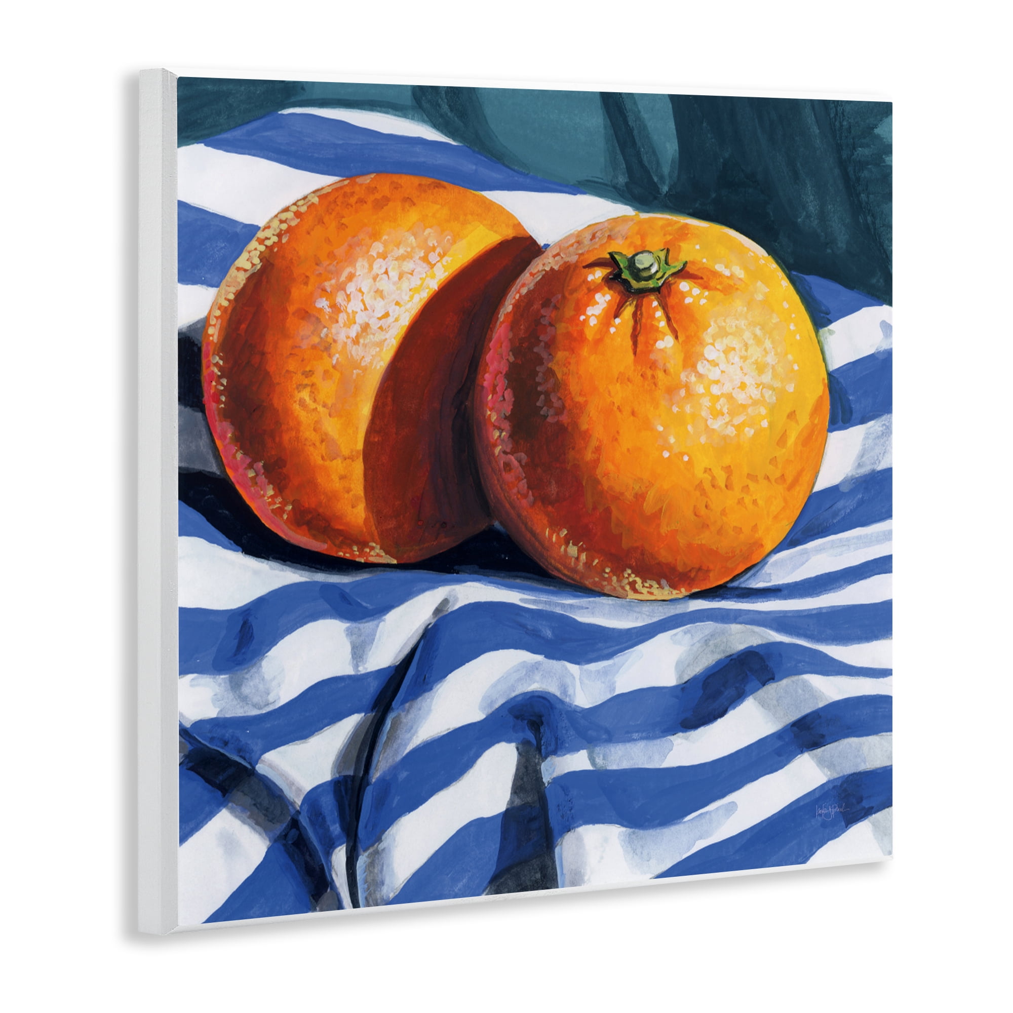Stupell Industries Oranges On Striped Cloth Wall Plaque Art, design by Kate Jarvik Birch