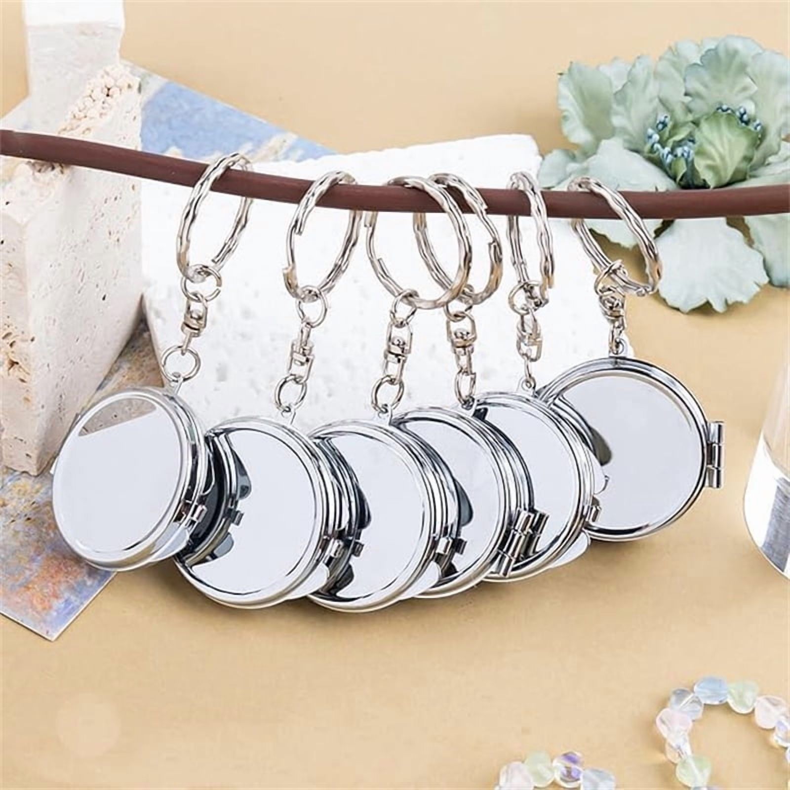 20 Pack Sublimation Blanks Pocket Mirror with Keychains DIY Heat Transfer Compact Travel Folding Mirrors for Makeup