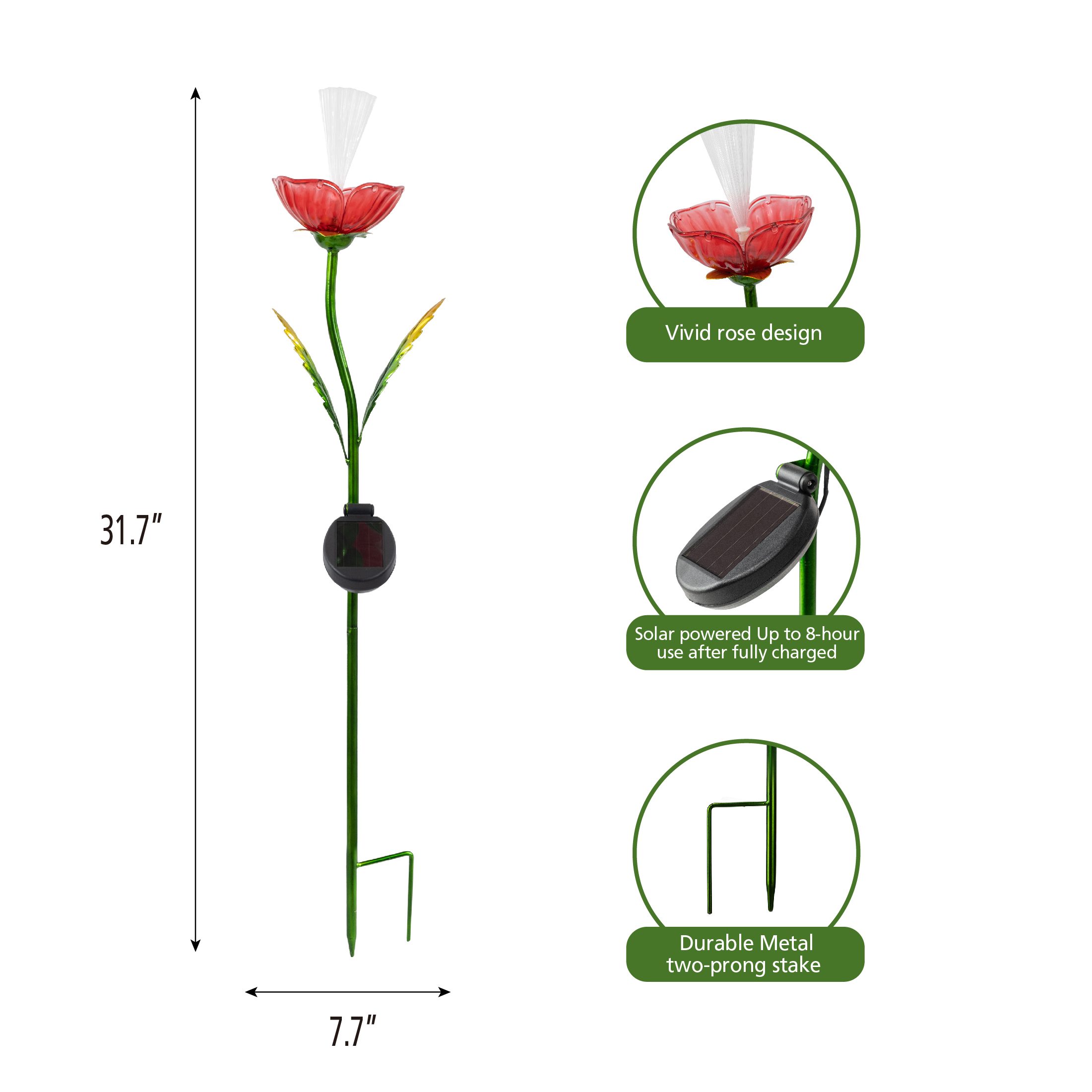 Mainstays Rose Garden Solar Powered Stake for Outdoor Decor