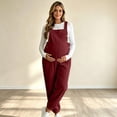 thumbnail image 7 of Women's Maternity Corduroy Sleeveless Overalls Fall Adjustable Strap Cuffed Ankle Fashion Casual Pregnancy Jumpsuit S-XXL, 7 of 7