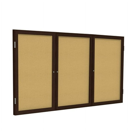 UPC: 0014935215088 | Ghent s Wood 48  x 72  3 Door Enclosed Bulletin Board in Natural