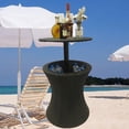 thumbnail image 5 of 5-Piece Black & Beige Patio Conversation Set - Wicker Outdoor Furniture with Cool Bar Table & Ottomans for Porch Backyard Balcony Poolside, 5 of 8