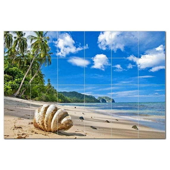 Beach Picture Ceramic Tile Mural Kitchen Backsplash Bathroom Shower, 404044-M64