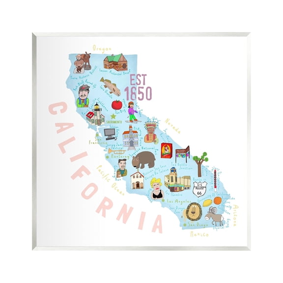 Stupell Industries California Tourist Spots State Travel & Places Painting Unframed Art Print Wall Art