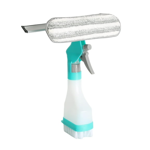 4 in 1 Glass Cleaner Set, Window Wiper with Spray Bottle, Squeegee Scraper, Scrub & Cleaning Brush for Floor Wall Tile Shower Glass Door, Home Use