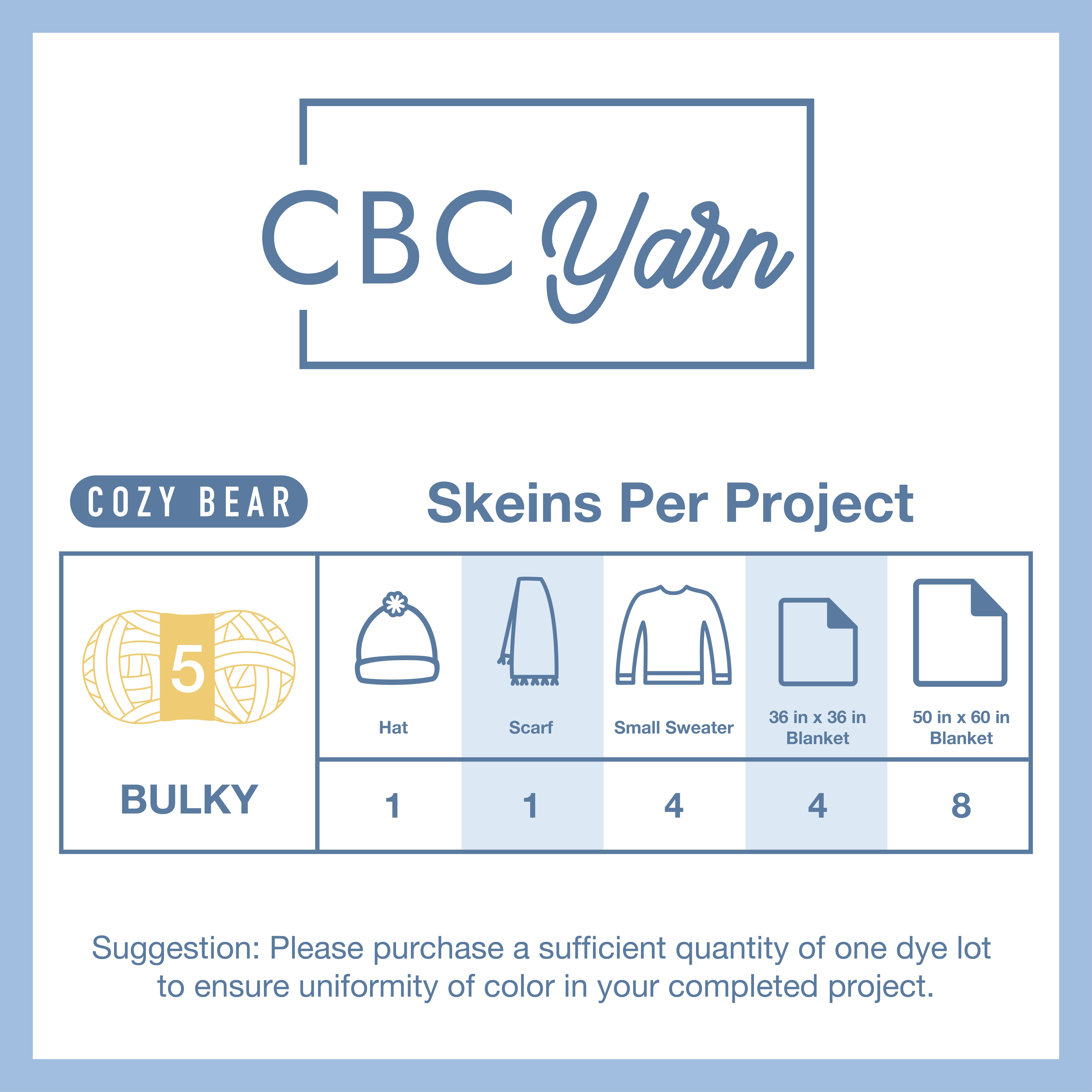 CBC Cozy Bear Gauge 5 Bulky Yarn - 2 Pack (7 oz / 200 g, 240 yards Each Skein), Sage, Chenille Yarn for Crocheting, Knitting, and Amigurumi