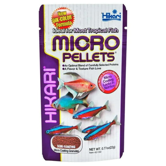 Hikari Micro Semi-Floating Pellets Freshwater Tropical Fish Food, 0.77 Oz