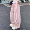 thumbnail image 4 of CONROSES Girls Baggy Cargo Pants Wide Leg Hiking Pants for Girls Trendy Solid Elastic Waist Drawstring Outdoor Jogger Pants With Pockets, 4 of 8