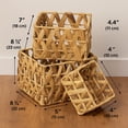 thumbnail image 4 of Rectangular Braided Water Hyacinth Baskets With Handles Natural Set of 3, 4 of 6