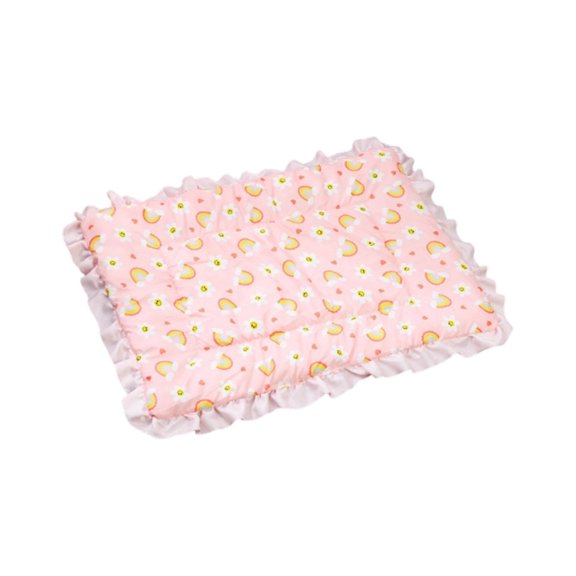 Pet Mat Pink Ruffled Thick Cotton Padded Warm Cozy All Season 1 Piece Soft Pet Sleeping Pad for Cats Small Dogs Indoor Kennel Bed Floor Couch Resting Use
