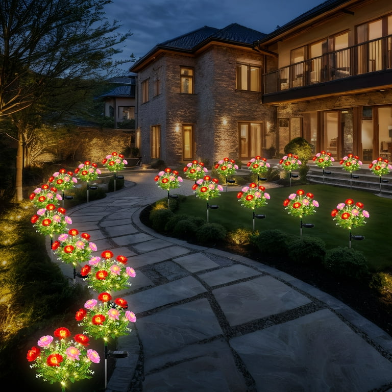 Qoosea Solar Flower Lights, 2 Pack Snow Lotus photo 4