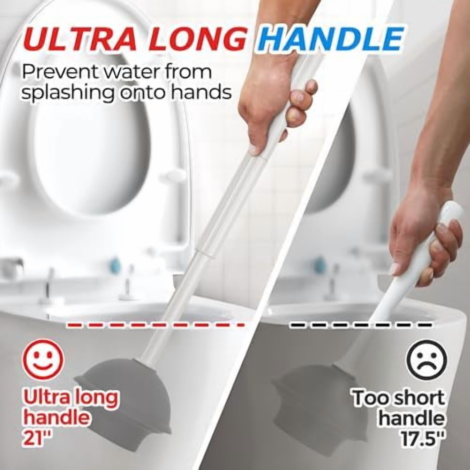 2Pack 2 in 1 Toilet Brush and Plunger Set, Extended Handle Plunger，Toilet Bowl Brush Plunger Set,Bathroom Cleaning Tools ，Toilet Brush Plunger Combo，Cleaning Supplies（Cream Grey）
