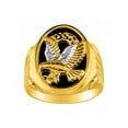 thumbnail image 1 of RYLOS Men's Rings 14K Yellow Gold Ring Designer Patriotic Eagle USA Ring With Diamonds and Black Onyx Rings For Men Size 8, 1 of 6