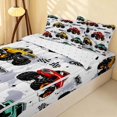 thumbnail image 2 of Erosebridal Monster Truck Zipper Twin Comforter Sets with Fitted Sheet and 2 Pillowcases, Checkered Flag Zipper Bedding Set, Light Gray, Reversible, 2 of 7