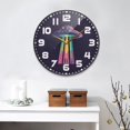 thumbnail image 2 of Yayeee Wall Clock for Living Room 11.9 inch Battery Operated Round with Holder, Purple UFO, 2 of 7