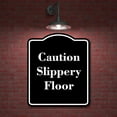 thumbnail image 2 of Caution - Slippery Floor BLACK Aluminum Composite Sign 15''x18'', 2 of 9