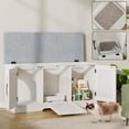 thumbnail image 3 of VEANERWOOD Farmhouse Cat Box Litter Enclosure with Cushion, Flip Top Hidden Cat Litter Box Furniture, White, 3 of 7