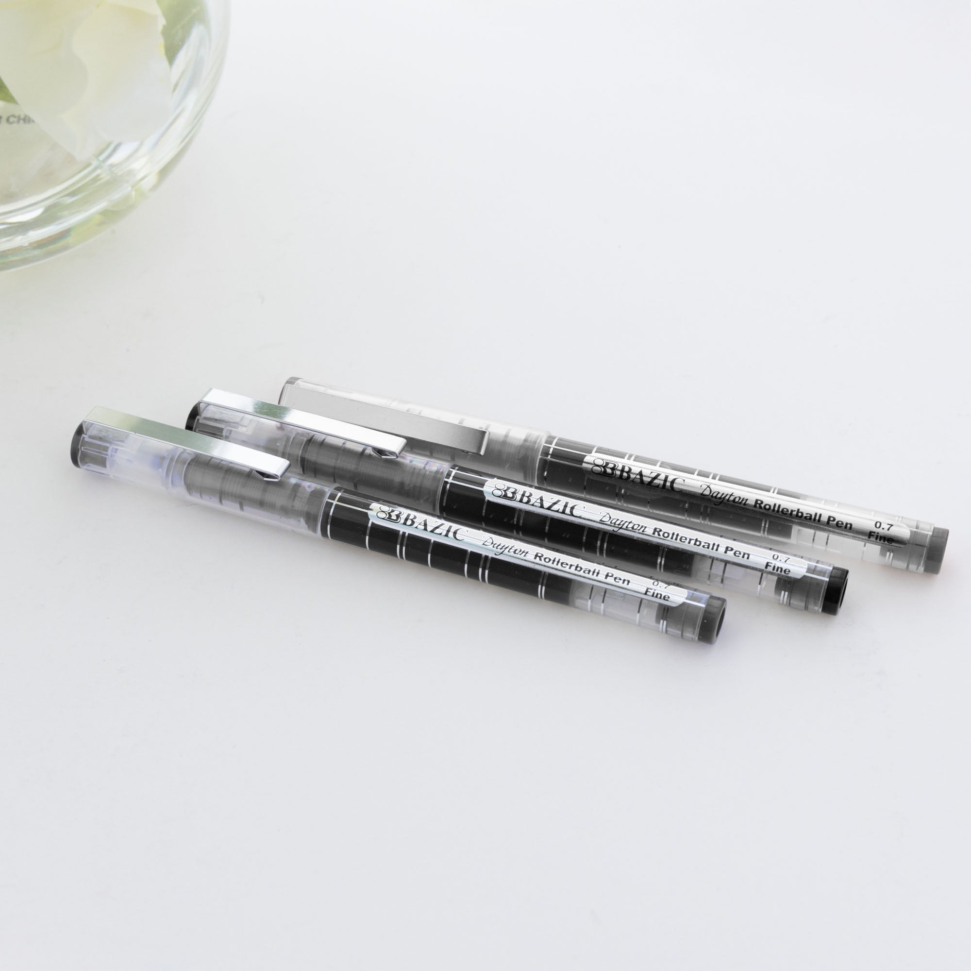 BAZIC Dayton Black Rollerball Pen 0.7mm w/ Regulator, (3/Pack), 24-Pack