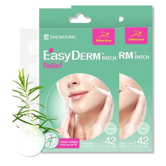 DWEasyderm Relief Invisible Hydrocolloid Pimple Patches with Tea Tree Oil, 84 Count (2 Packs)