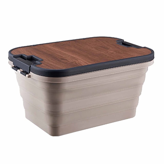 Caja plegable para picnic, cesta para almacenar bebidas y alimentos, ideal para el maletero del coche, la playa, la tienda de campaña y los suministros para exteriores, color café.