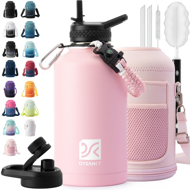 Botella de agua DYSANKY con aislamiento de acero inoxidable de 1,9 L con accesorios