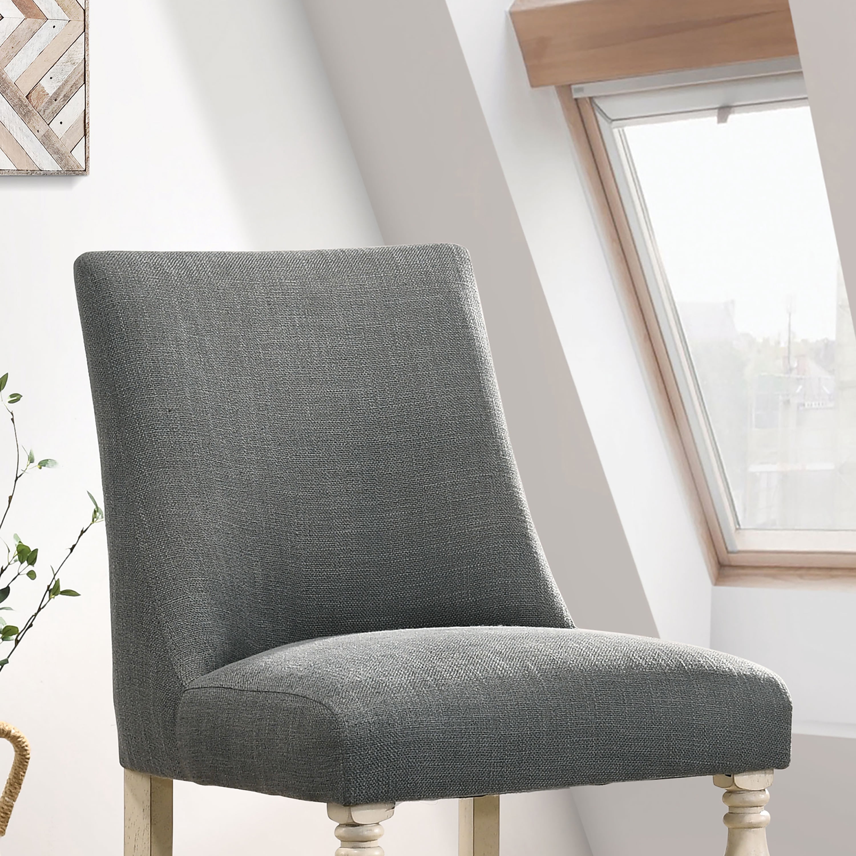 Furniture of America Yelle Upholstered Gray Fabric and and Counter Height Chairs (Set of 2)