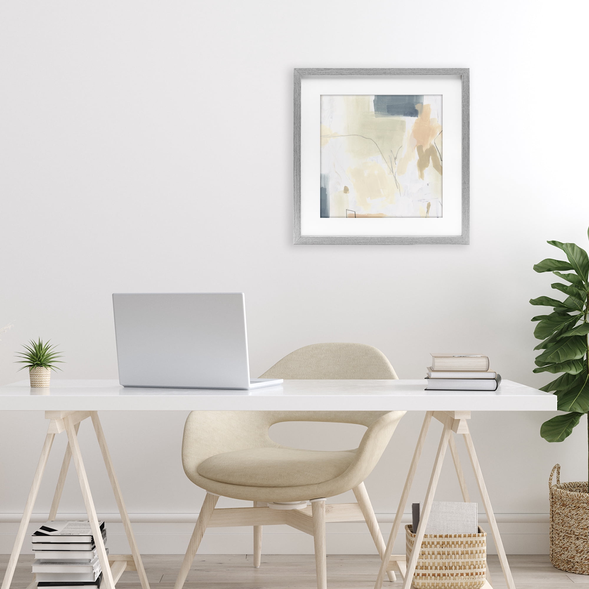 Stupell Industries Plaster Line Abstract Gray Framed Print Under Glass, design by June Erica Vess