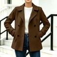 thumbnail image 4 of IUYRTFE Women's Double-Breasted Lapel Collar Jacket Long Sleeve Casual Mid-Length Coat, 4 of 6