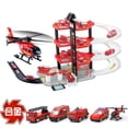 thumbnail image 3 of Godderr Child Alloy Model Fire Truck Police Car Four Layers Assembled Simulation Parking Lot Track Car Educational Toy, 3 of 3