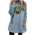 thumbnail image 1 of Timegard Tops for Women Fall Winter Fleece Linend Christmas Print Long Sleeve Thick Pullover with Pockets, 1 of 3
