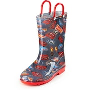Disney Cars Lightening McQueen PVC Rainboots For Boys Easy-on Handles - Black Size 4 Toddler