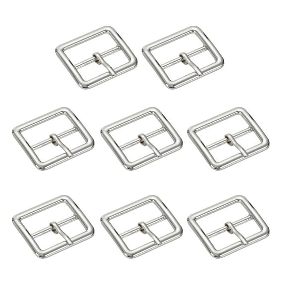 Uxcell 1 IN(25mm) Metal Single Prong Buckle [8Pcs] - Webbing Belts Center Bar Buckle - [Silver Tone] Square Loops Clasp