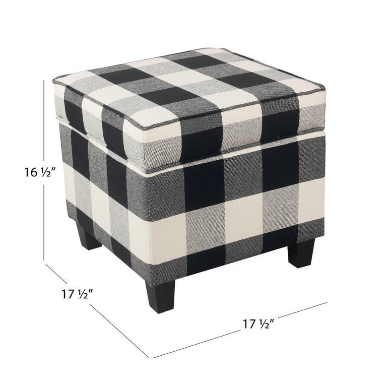 HomePop Square Storage Ottoman, Black Buffalo Plaid photo 8